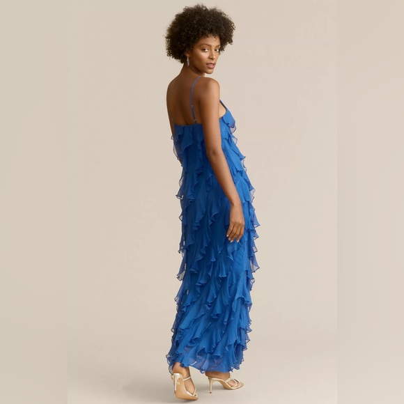 BHLDN Jia Bias-Cut Ruffled V-Neck Gown - Picture 3 of 4